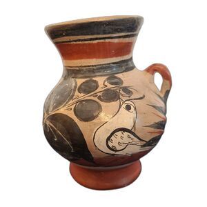 Vintage Folk Art Clay Pottery Mini Jug Pitcher - Unmarked - Made in Mexico?